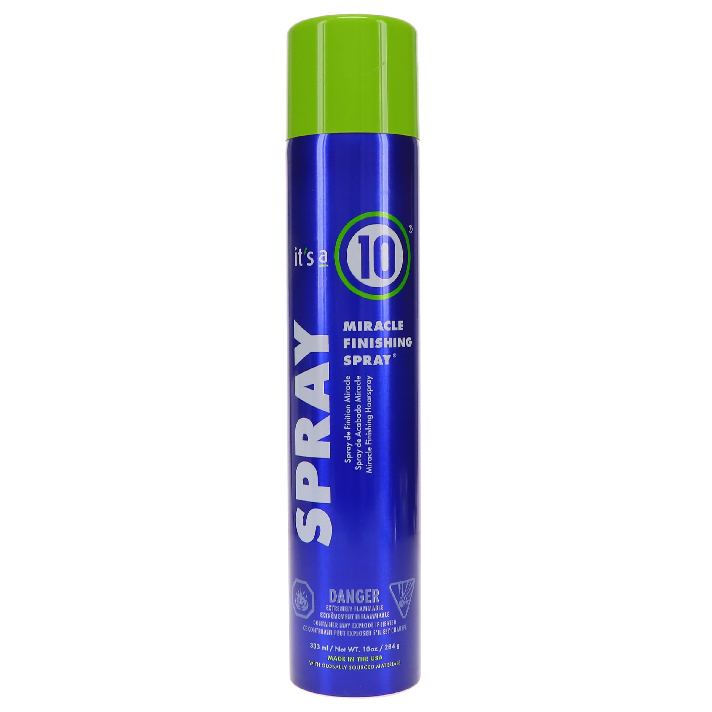 Its a 10 Miracle Finishing Spray label close-up with 10oz 2-pack packaging