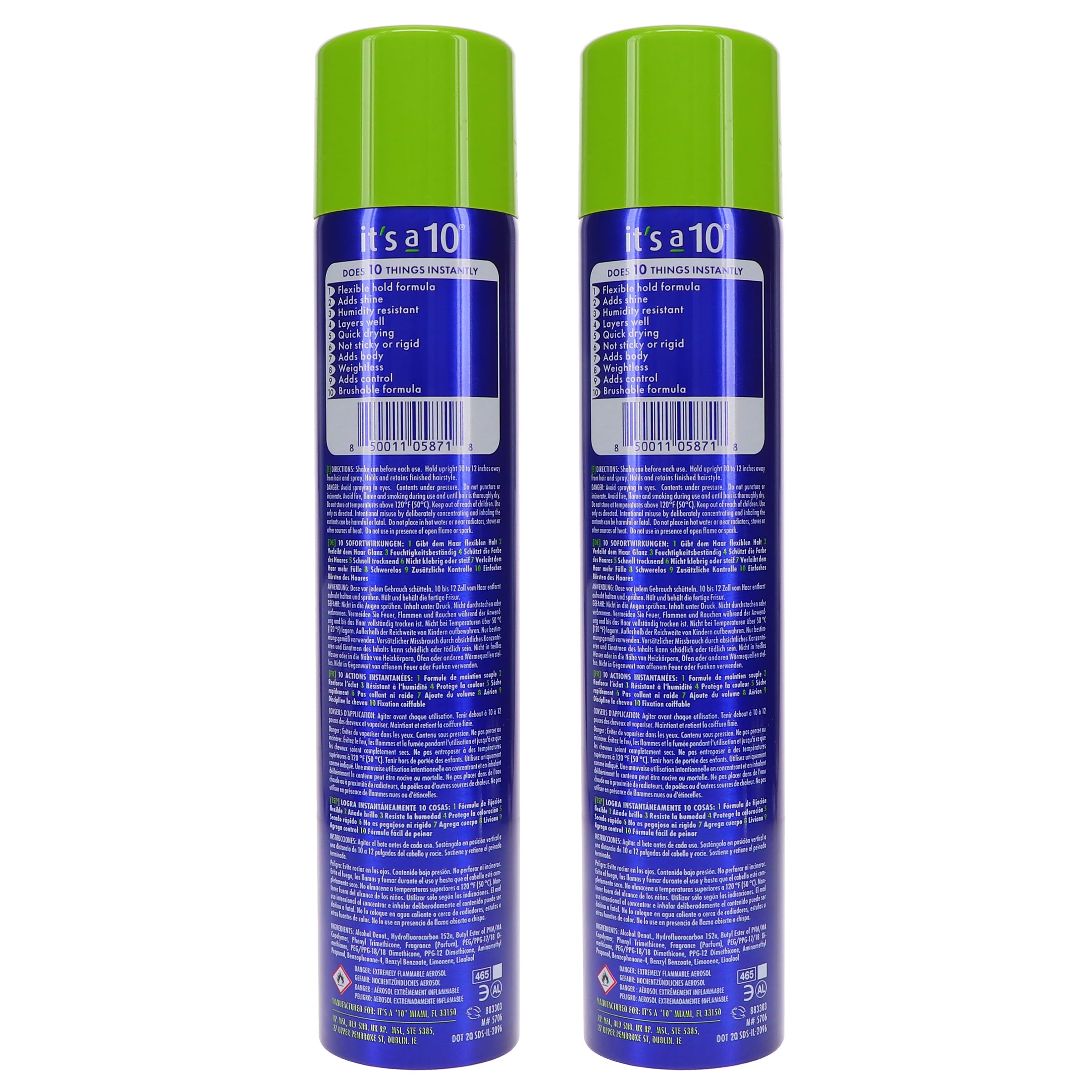 Its a 10 Miracle Finishing Spray on-hair hold demo shows flexible hold