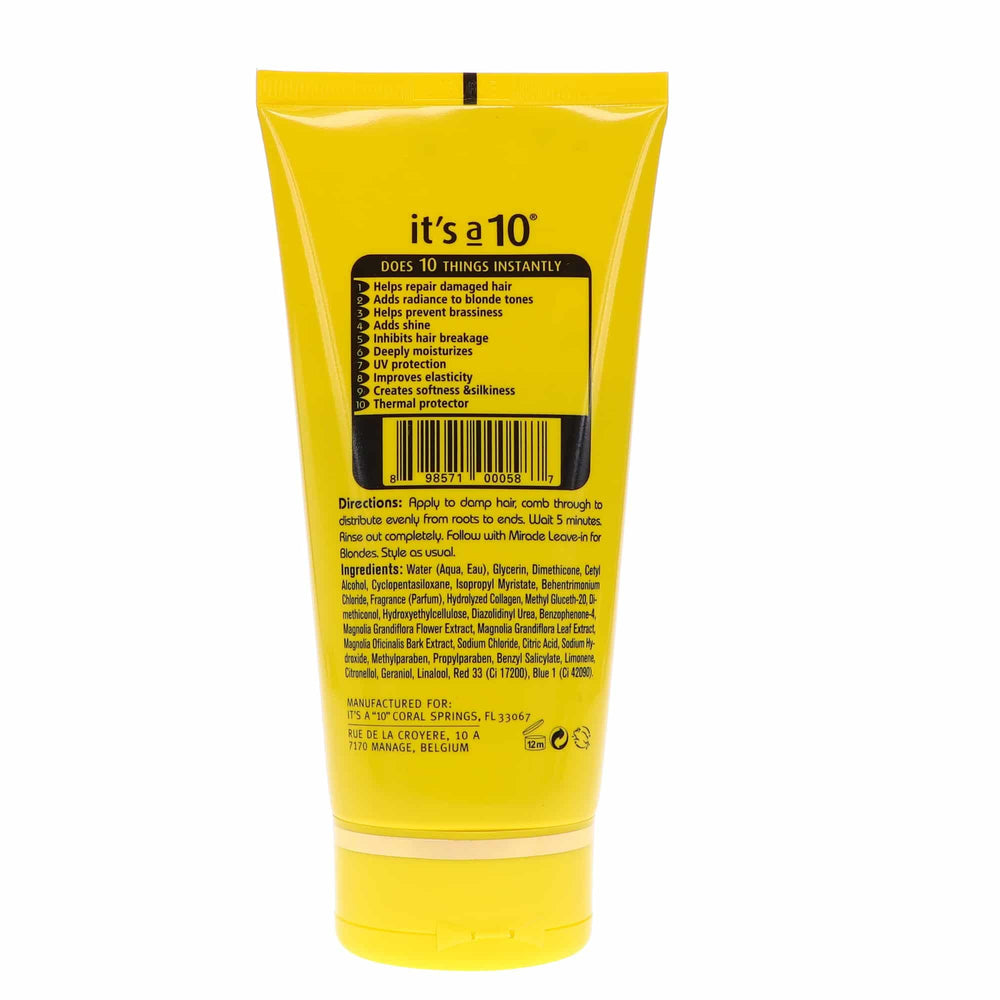 It's A 10 Miracle Five Minute Conditioner for Blondes in use demonstrates detangling and light volume.