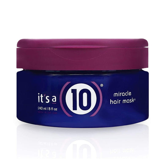 It's a 10 Miracle Hair Mask 8 oz bottle front view for deep conditioning nourishment.