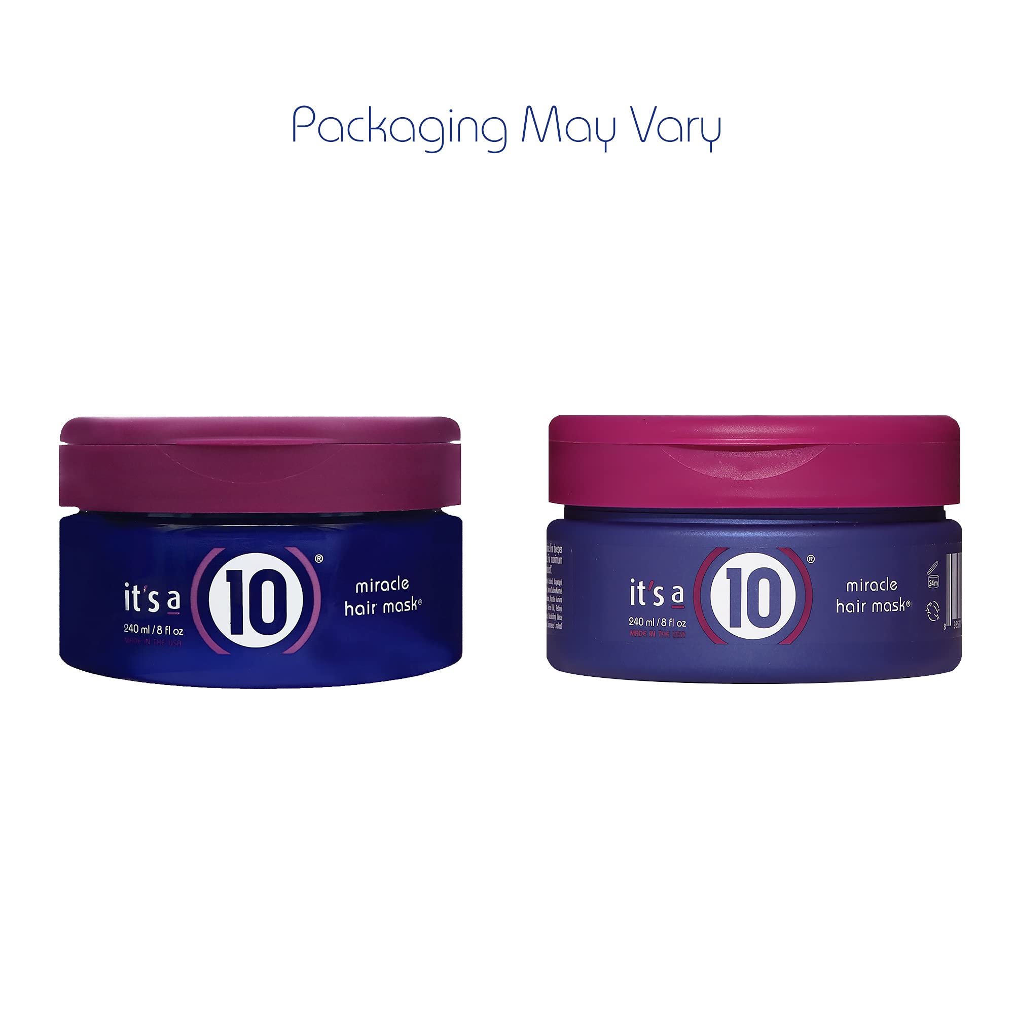 It's a 10 Miracle Hair Mask 8 oz jar closeup highlights rich cream texture.