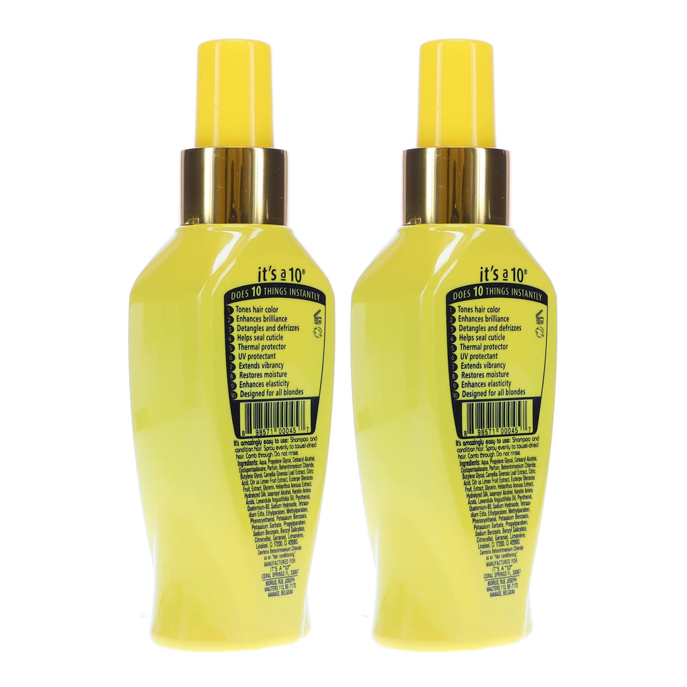ITS A 10 Miracle Leave-In for Blondes close-up applying product to damp hair.