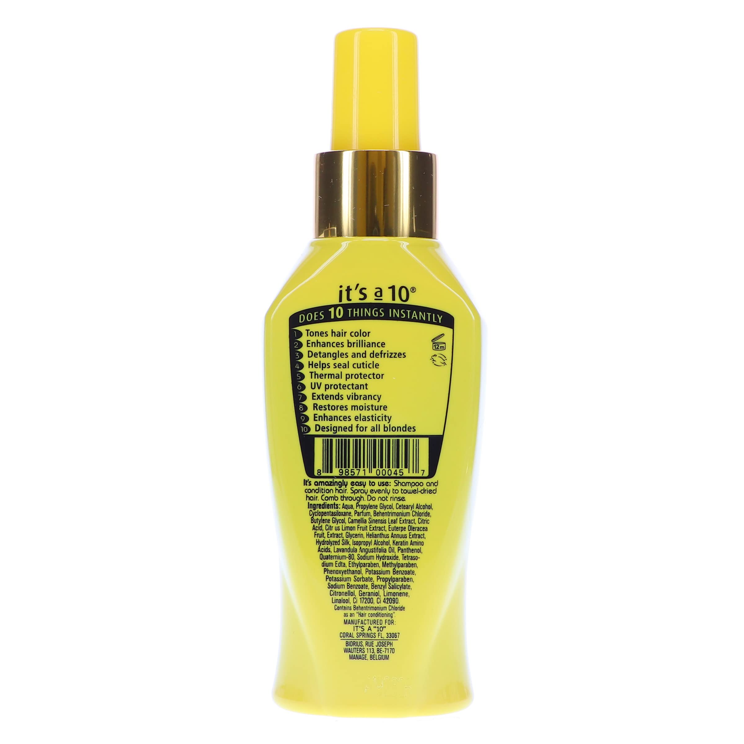 ITS A 10 Miracle Leave-In for Blondes heat-protection and healthful shine.