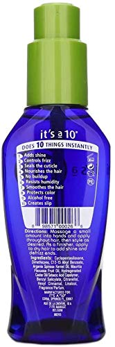 It's a 10 Miracle Styling Serum hands application shows quick frizz control.