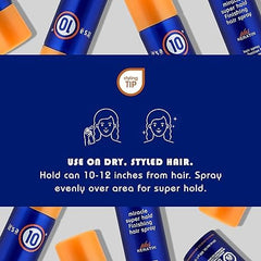 Its A 10 weightless hold spray leaves hair feeling light.
