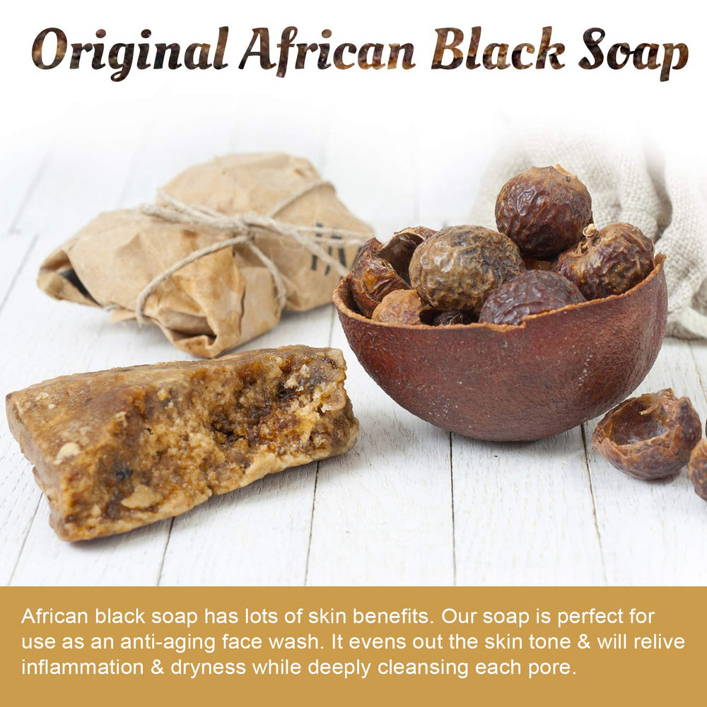 It's Pure Natural African Black Soap with Coconut Oil application routine for daily use