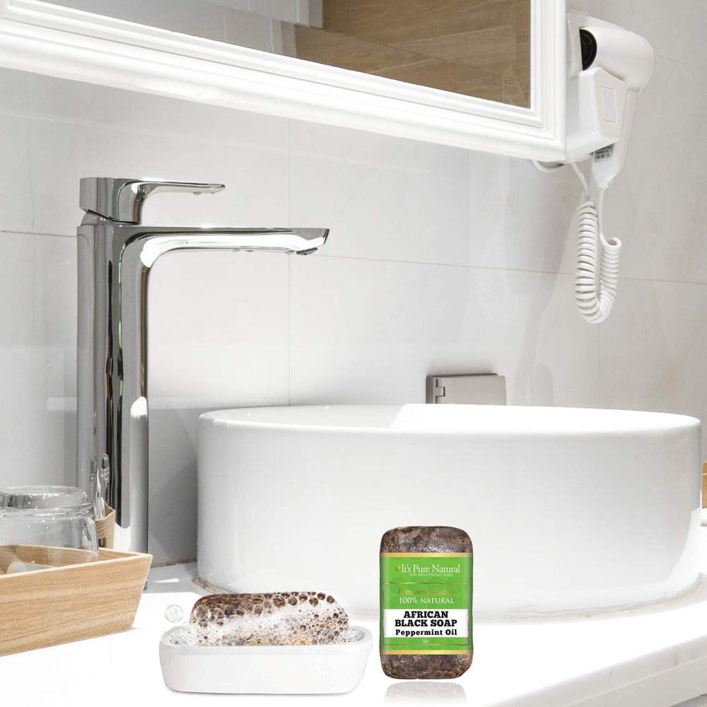 It's Pure Natural African Black Soap body usage—ideal for face and body cleansing routines