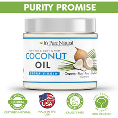 It's Pure Natural coconut oil applied to hair for conditioning and shine.