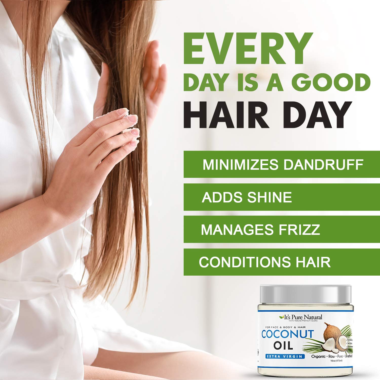 It's Pure Natural coconut oil used as a skin moisturizer on the body.
