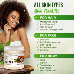 It's Pure Natural multi-use shea butter suitable for multiple areas and needs.