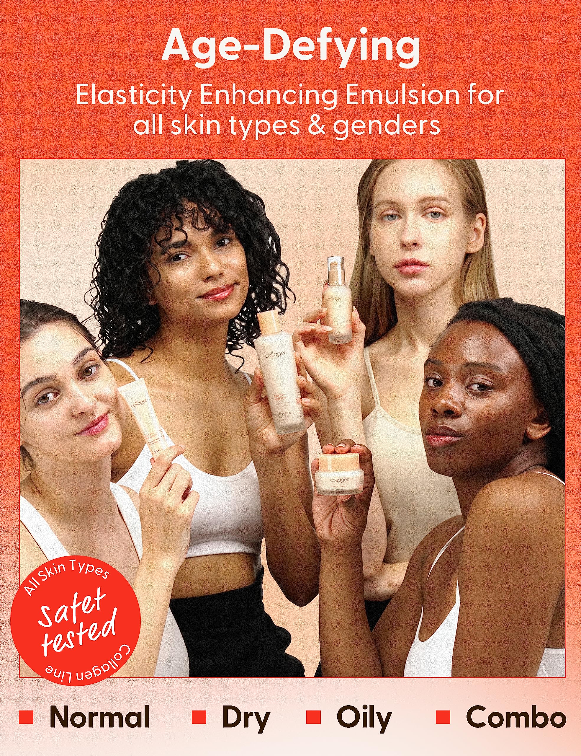 Its Skin Collagen Nutrition Emulsion elasticity improvement for lifted, resilient skin.