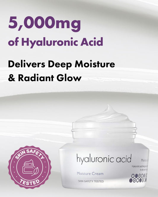 Its Skin Hyaluronic Acid Moisture Cream applied to face for gentle daily moisture.