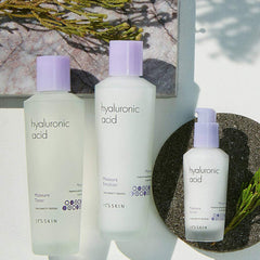 Its Skin Hyaluronic Acid Moisture Emulsion on the neck area for balanced moisture.