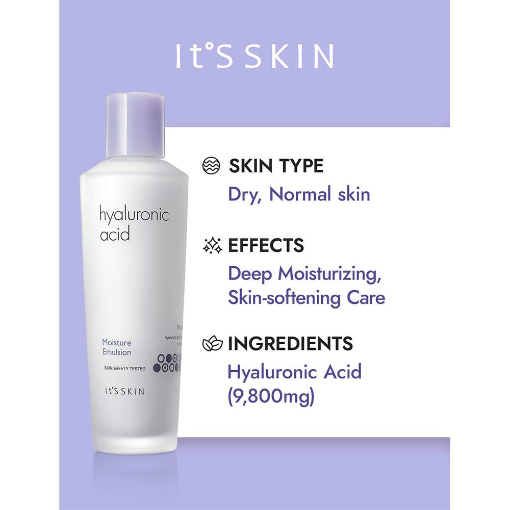 Its Skin Hyaluronic Acid Moisture Emulsion creamy texture close-up.