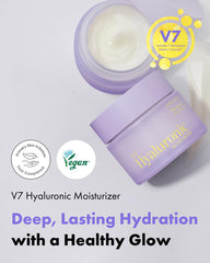 Its Skin V7 moisturizer pump close-up shows a lightweight, non-greasy feel.