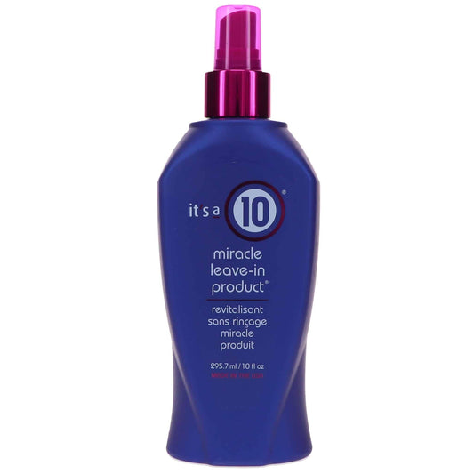 It's a 10 Haircare Miracle Leave-In bottle ready for detangling and shine.