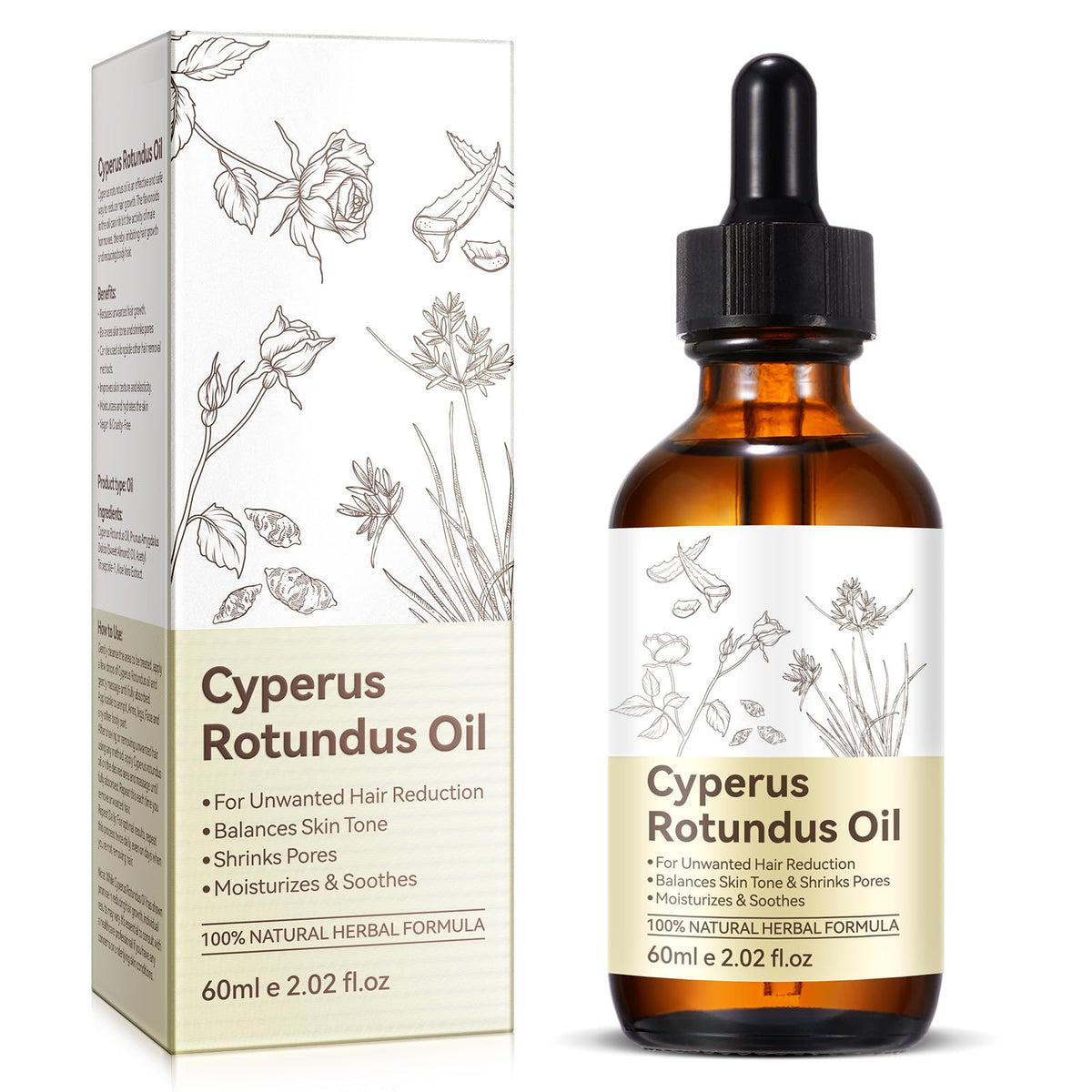 ITSDAWN Cyperus Rotundus Oil bottle close-up for smooth skin care.