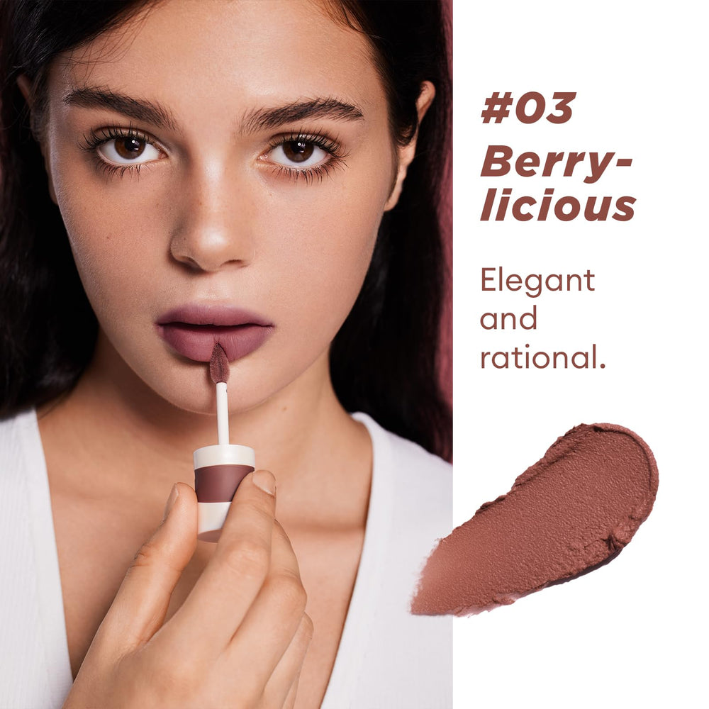 ITY Velvet Matte Lip Stain Berrylicious close-up shows rich pigment payoff.