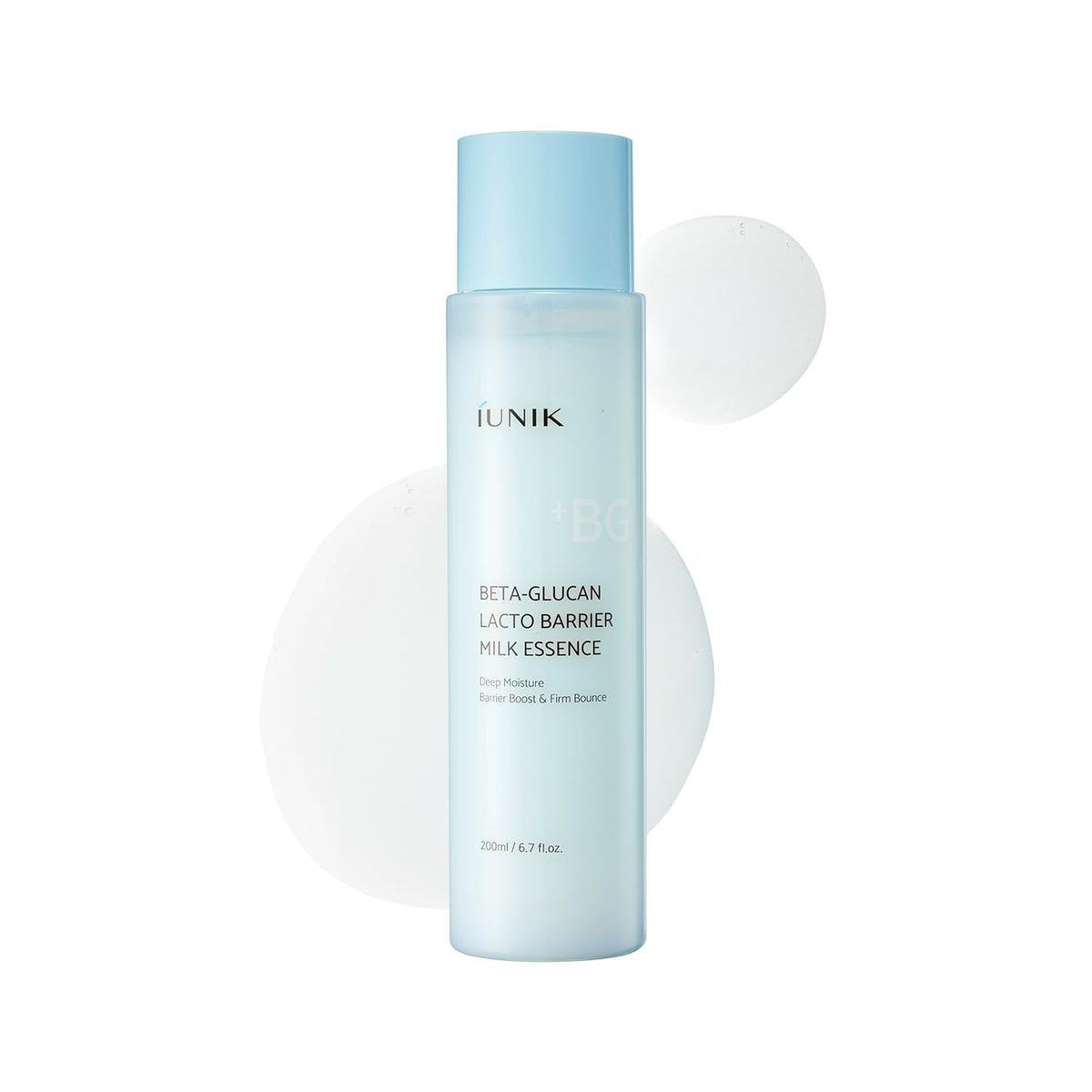 IUNIK Beta-Glucan Barrier Milk Essence bottle with lightweight hydration for daily use