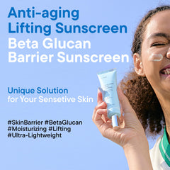 IUNIK Beta-Glucan sunscreen texture showing lightweight application.