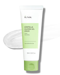 IUNIK Centella Calming Gel Cream packaging close-up highlighting vegan formula
