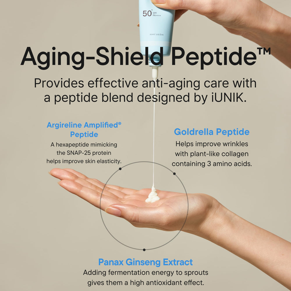 IUNIK SPF50+ PA++++ protection for daily skin defense.