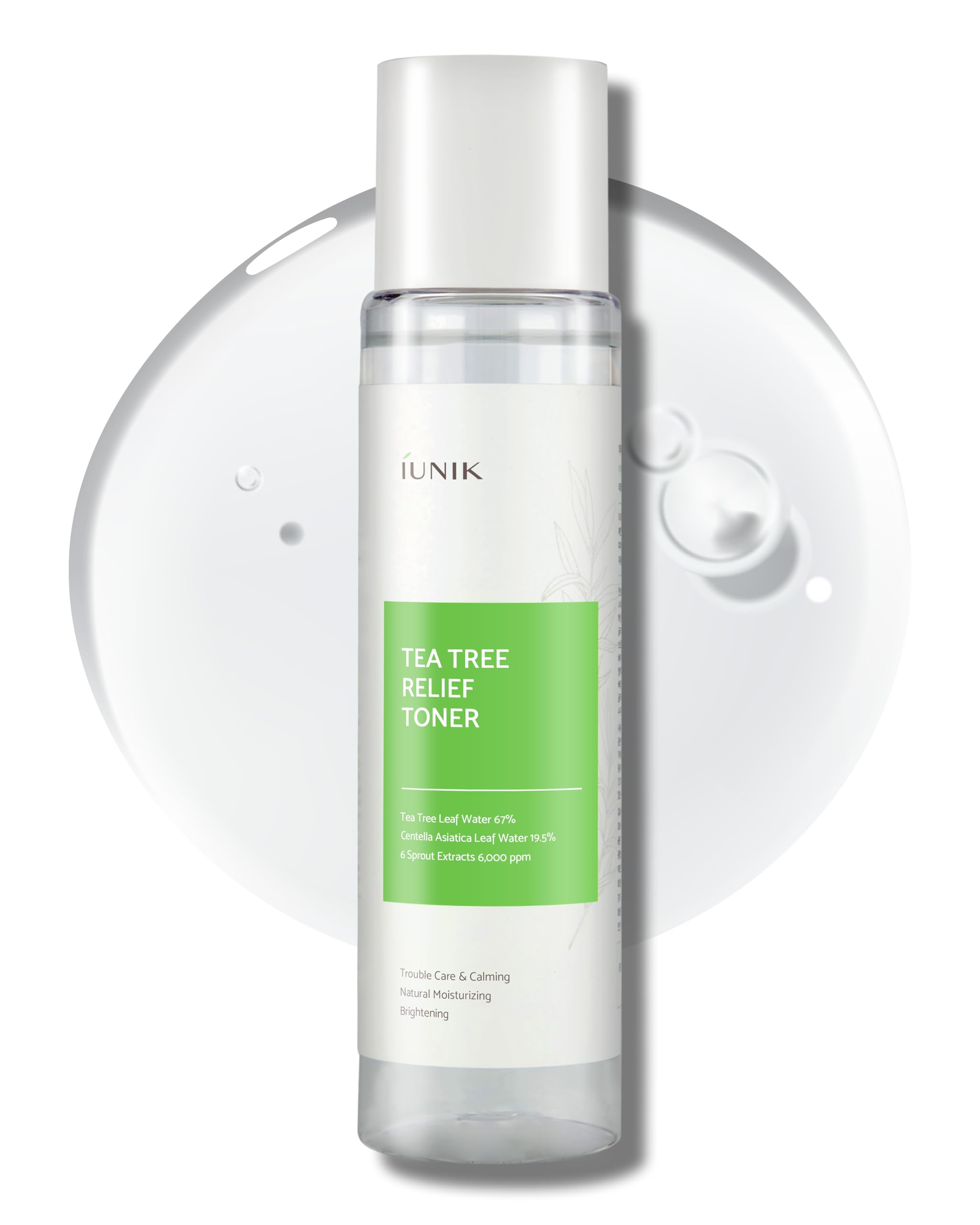 IUNIK Tea Tree Relief Toner bottle, soothing irritated skin and supporting clear pores.