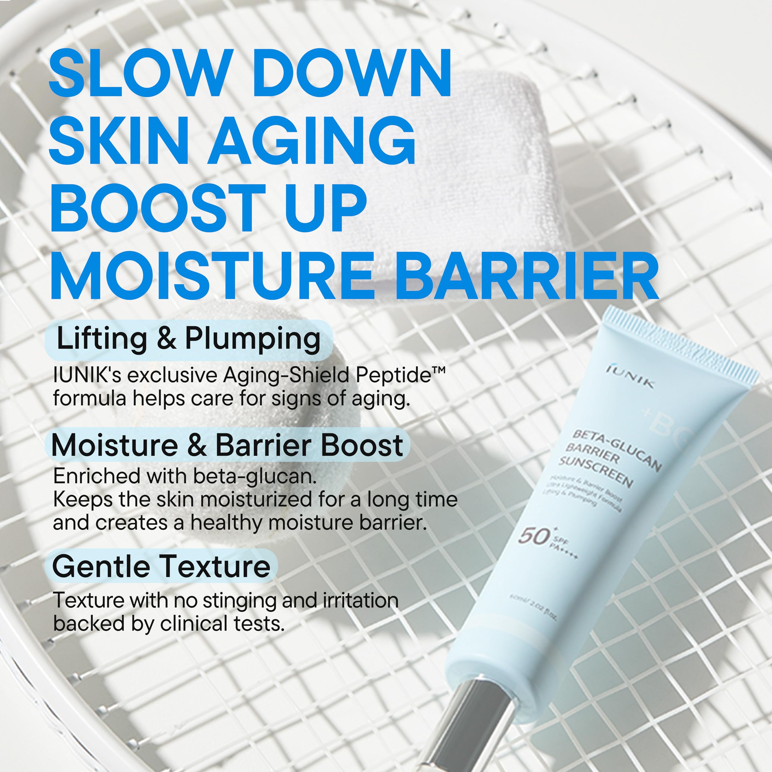 IUNIK vegan sunscreen ingredients featuring Beta-Glucan.