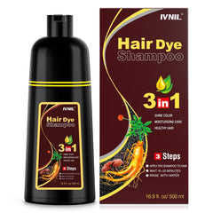 Ivnil Chestnut Brown Hair Dye Shampoo bottle ready for at-home color.