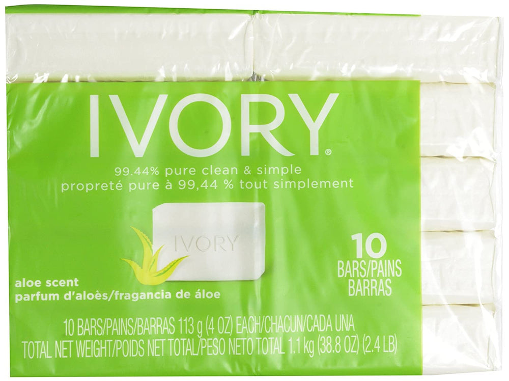 Ivory Aloe Bar Soap lather closeup, suggesting a clean rinse and smooth feel