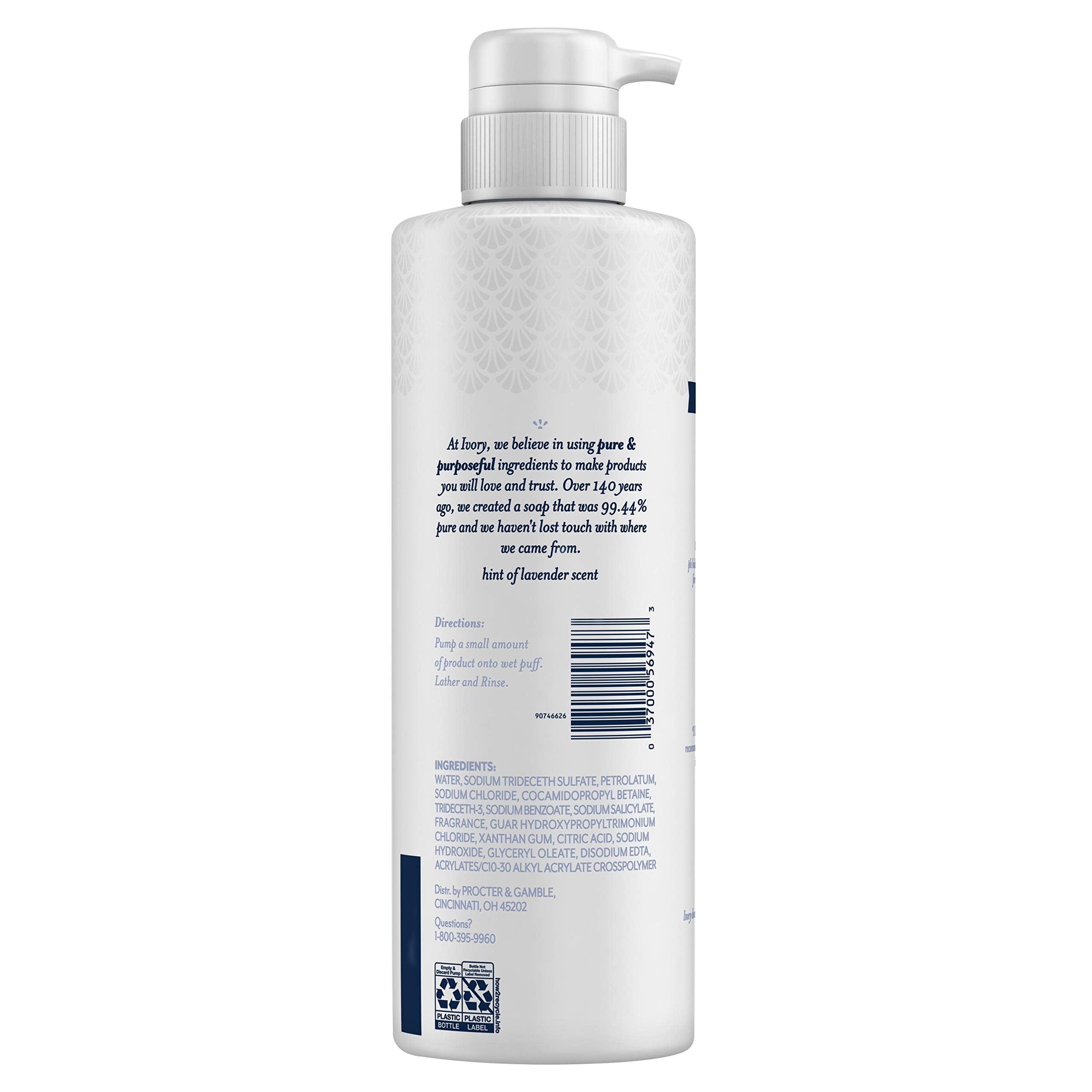 Ivory body wash lather close-up showing creamy mousse for soft skin.