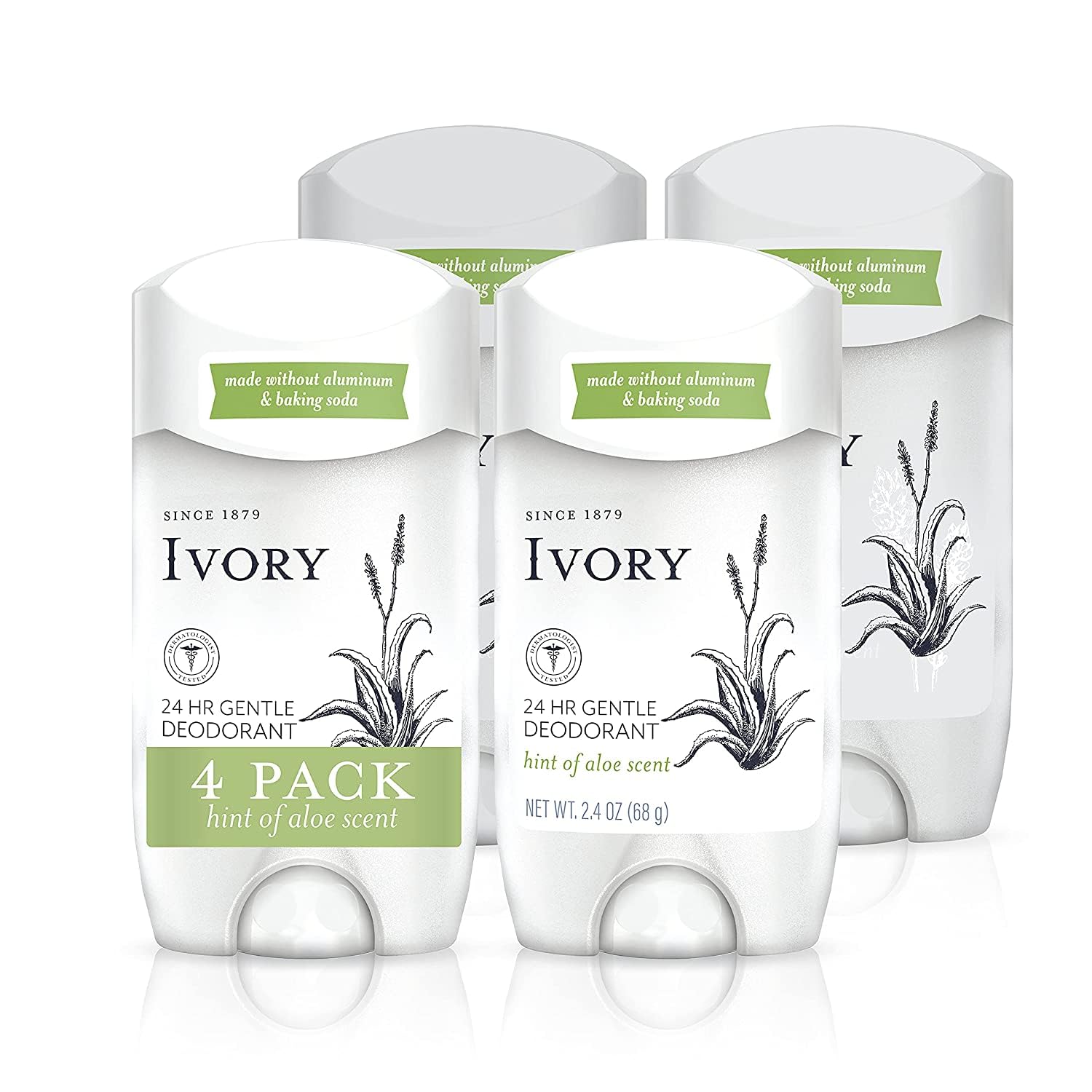 Ivory Deodorant with Aloe bottle shot showing gentle protection