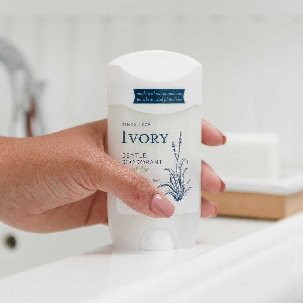 Ivory Deodorant with Aloe dermatologist-tested seal signals skin compatibility