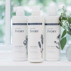Ivory dye-free, paraben-free, phthalate-free label for sensitive skin safety.