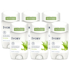 Ivory aluminum-free deodorant with hint of aloe, clean packaging and gentle protection.