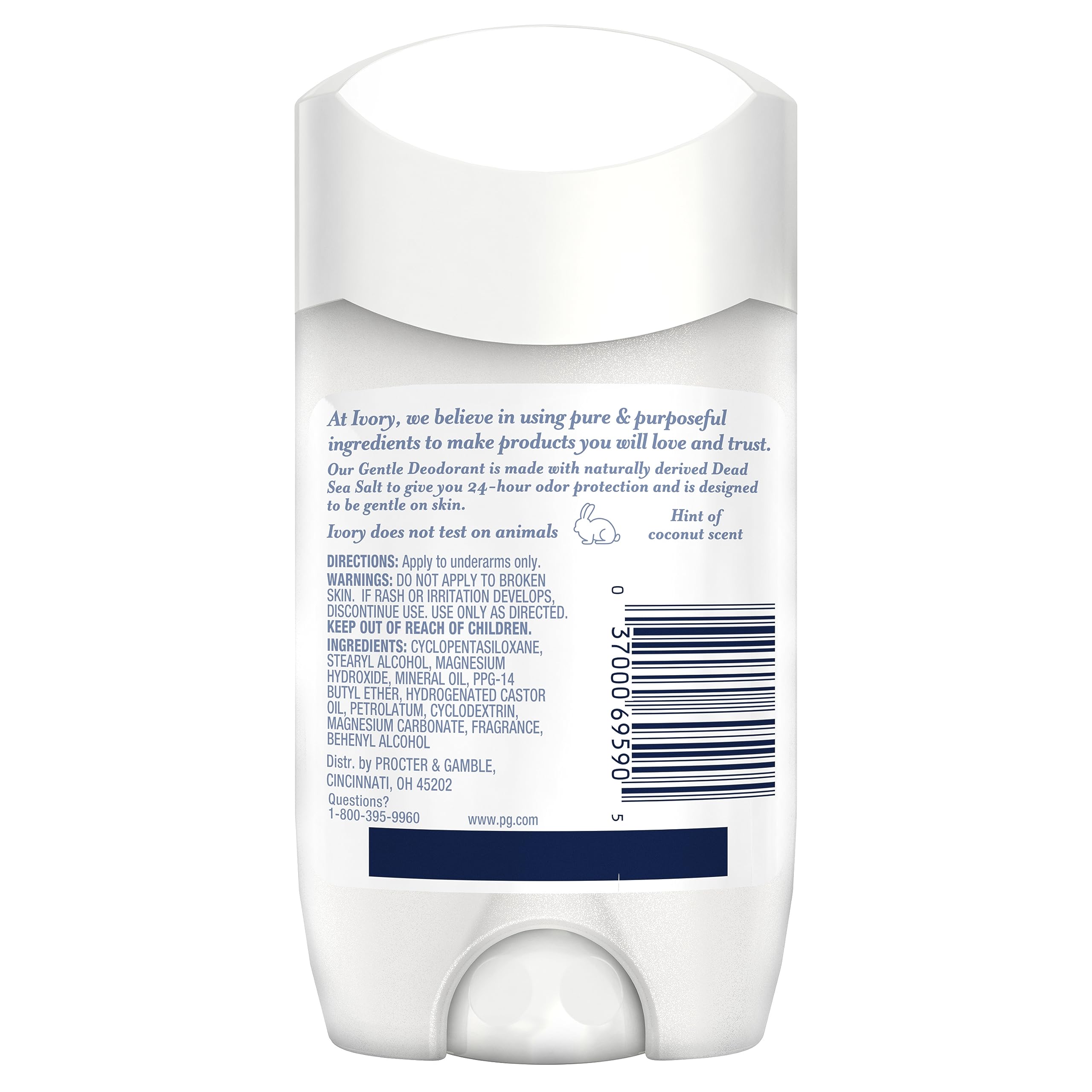 Ivory paraben-free deodorant product shot highlights clean ingredients and skin-friendly formula.