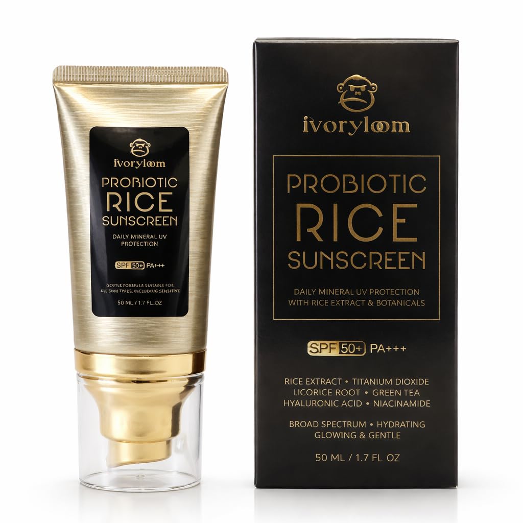 Ivory Loom sunscreen bottle with smooth dispense for daily protection.