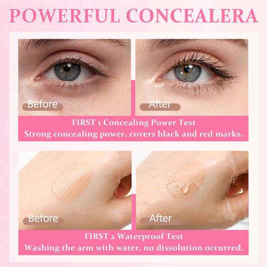 IWAWA Concealer palette open showing swatches for under-eye and redness coverage