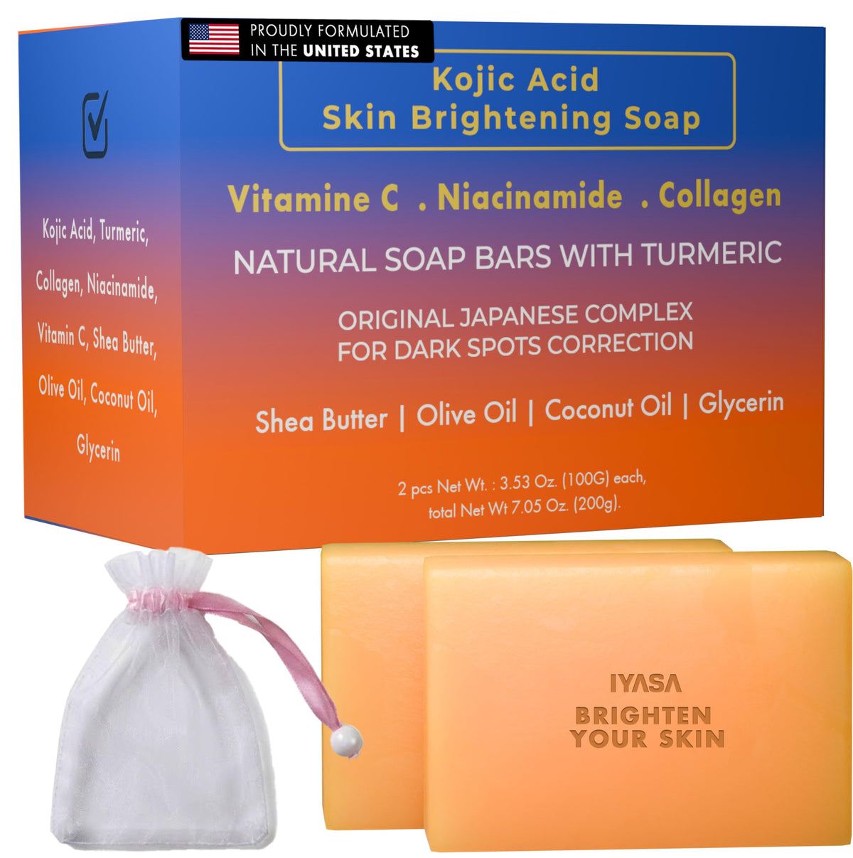 IYASA Kojic Acid Soap dark-spots-face targets facial marks with a hydrating formula.