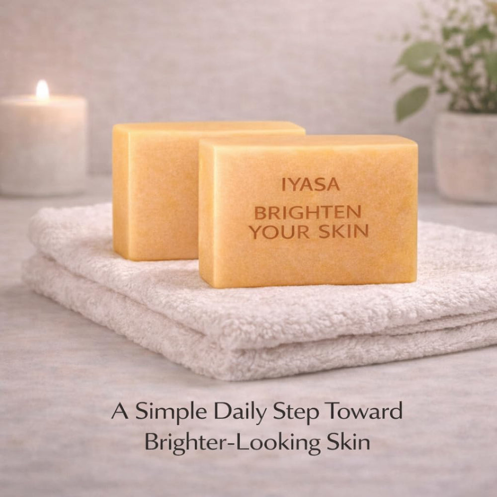 IYASA Kojic Acid Soap turmeric-brightening-bar enhances radiance and evenness.