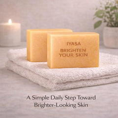 IYASA Kojic Acid Soap turmeric-brightening-bar enhances radiance and evenness.