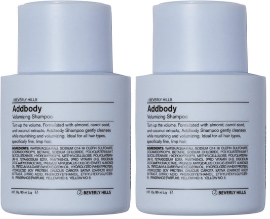 J Beverly Hills Blue Addbody shampoo bottle for volumizing cleanse and salon-quality care.