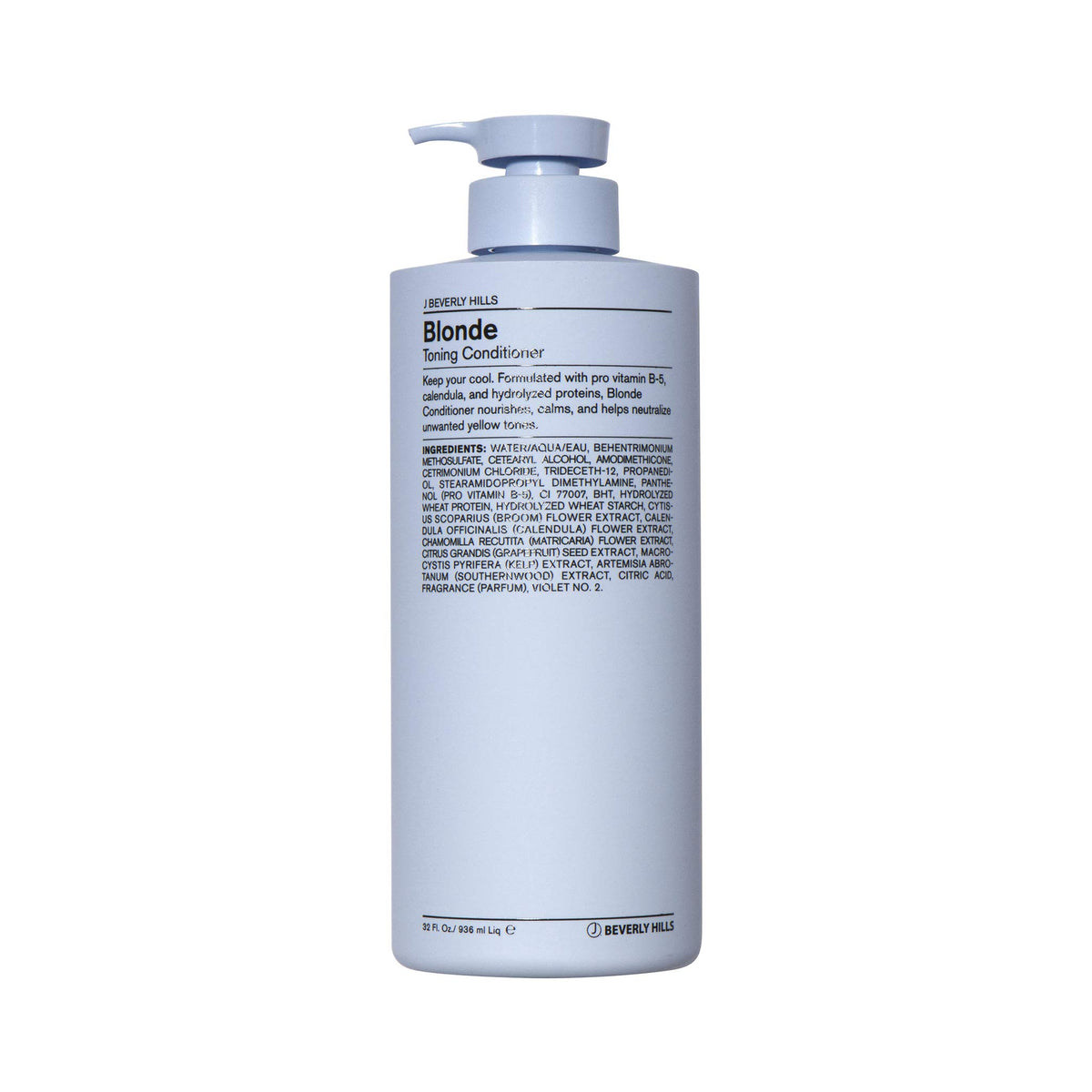 J Beverly Hills Blue Blonde conditioner bottle pour neutralizes brassy tones for cooler highlights