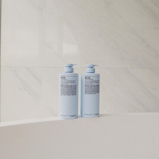 J Beverly Hills Blue Blonde conditioner label closeup showing premium formula