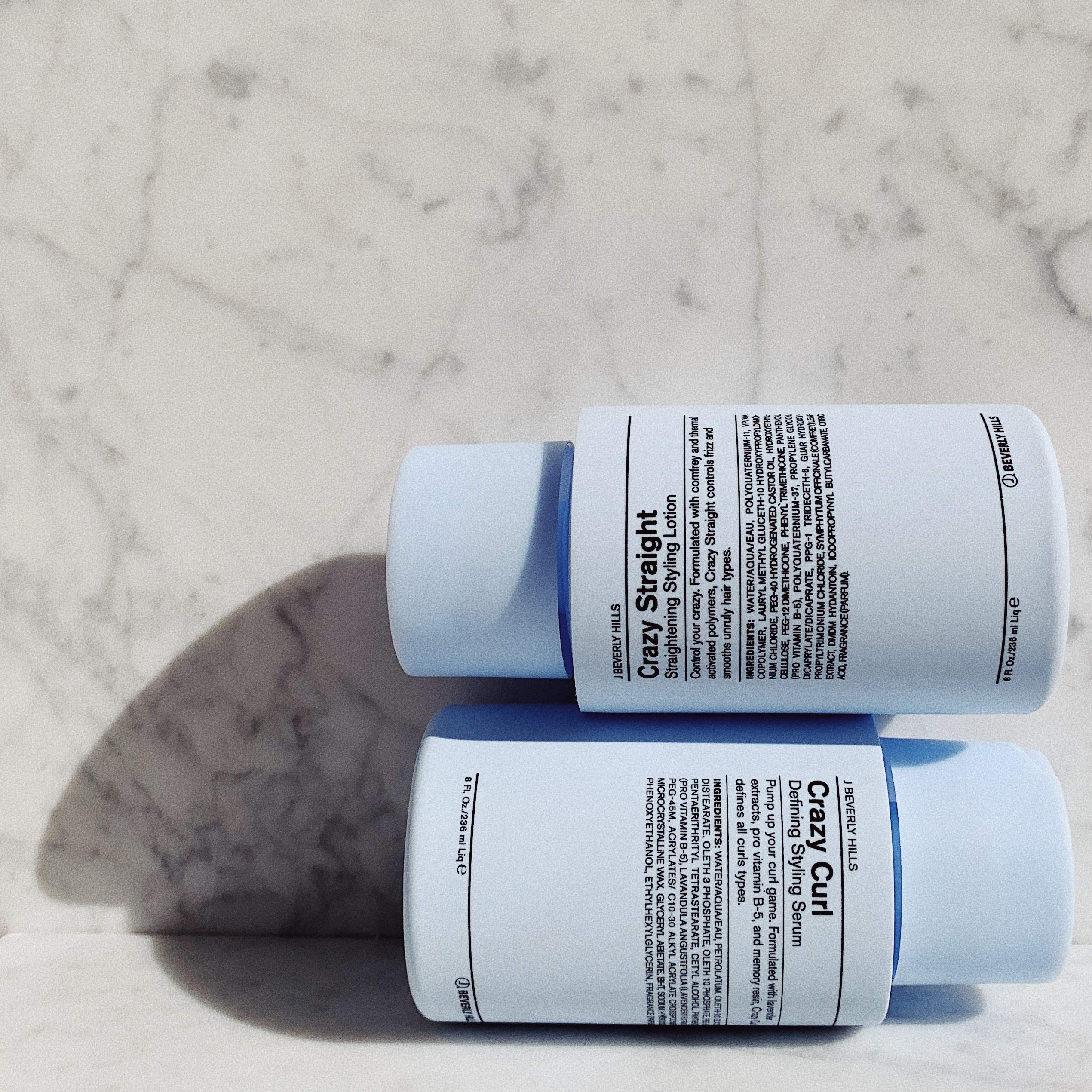 J Beverly Hills Blue Crazy Curl serum pump dispense enables easy application