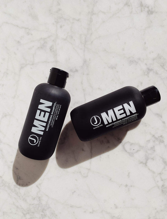 J Beverly Hills Men Moisturizing Conditioner rich-cream texture improves detangling and shine