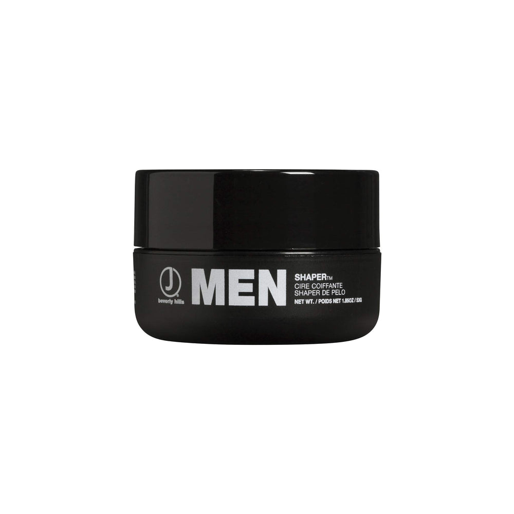 J Beverly Hills Men's Shaper Cream bottle emphasizing conditioning and styling versatility.