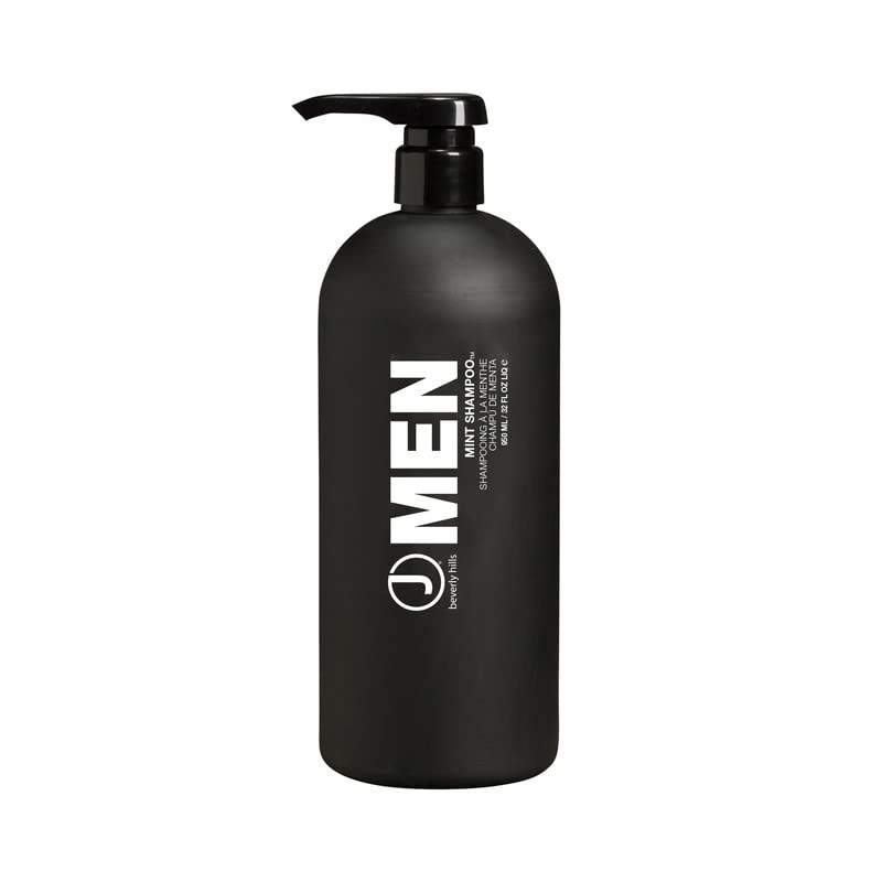 J Beverly Hills Mint Shampoo bottle with peppermint oil for refreshing scalp hydration.