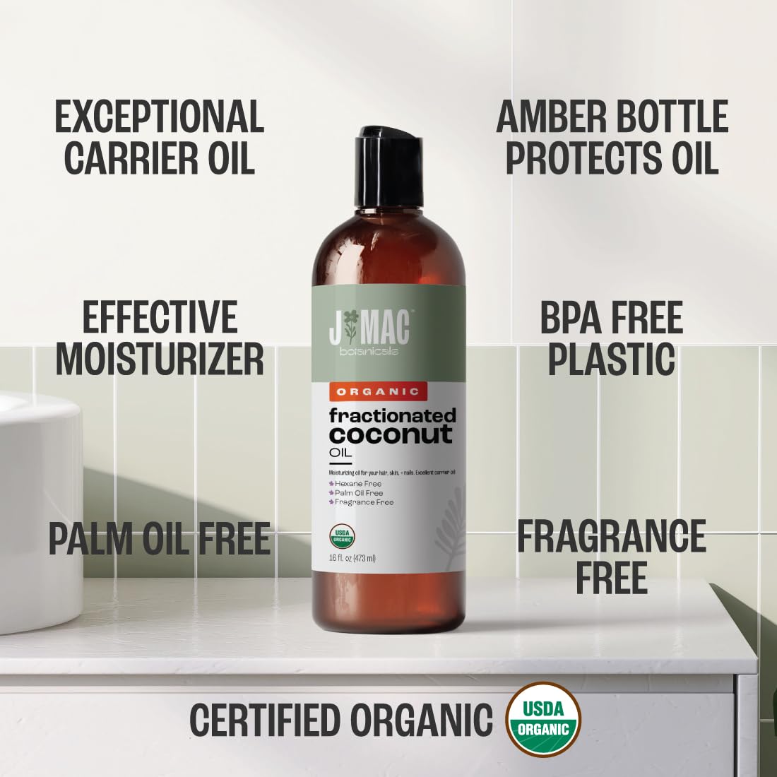 J MAC Botanicals skin hydration boost with lightweight fractionated coconut oil.