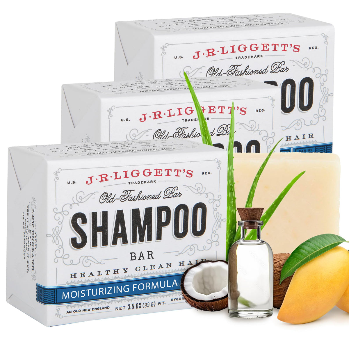 J.R.LIGGETT'S shampoo bar close-up shows moisturizing formula for nourished hair